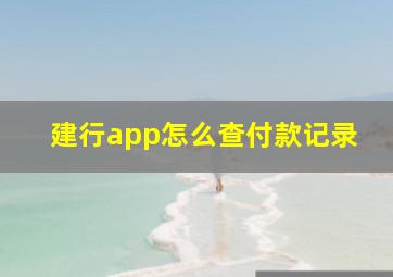 建行app怎么查付款记录