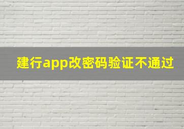 建行app改密码验证不通过