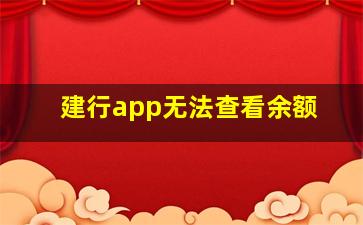 建行app无法查看余额