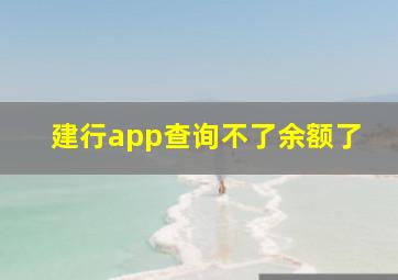 建行app查询不了余额了