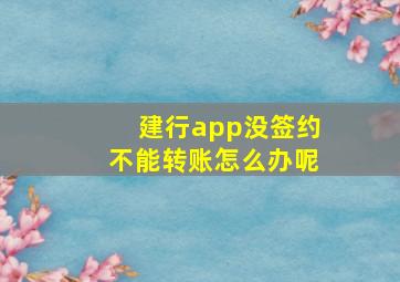 建行app没签约不能转账怎么办呢