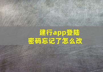 建行app登陆密码忘记了怎么改