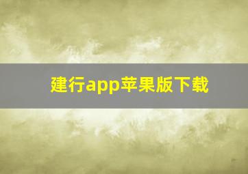 建行app苹果版下载