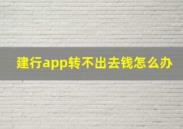 建行app转不出去钱怎么办