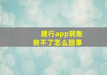 建行app转账转不了怎么回事