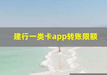 建行一类卡app转账限额