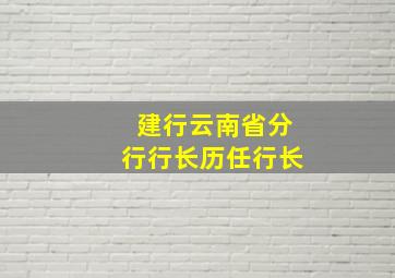 建行云南省分行行长历任行长