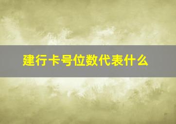 建行卡号位数代表什么