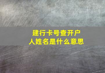 建行卡号查开户人姓名是什么意思