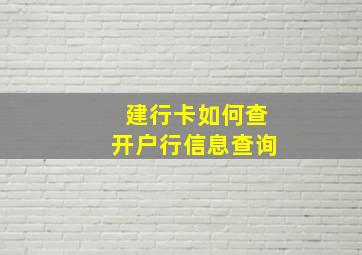 建行卡如何查开户行信息查询