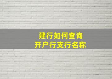 建行如何查询开户行支行名称