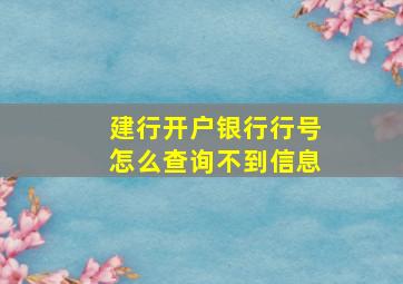 建行开户银行行号怎么查询不到信息