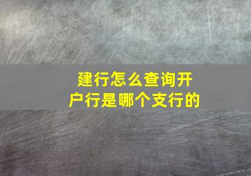 建行怎么查询开户行是哪个支行的