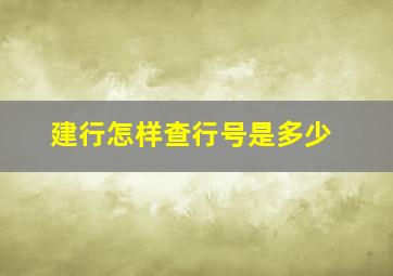 建行怎样查行号是多少