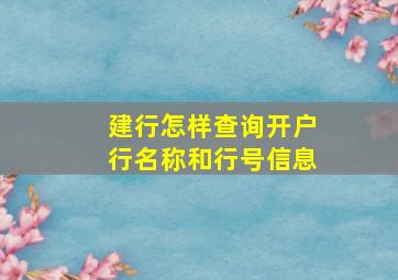 建行怎样查询开户行名称和行号信息