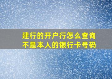 建行的开户行怎么查询不是本人的银行卡号码