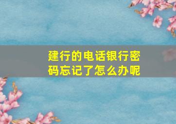 建行的电话银行密码忘记了怎么办呢