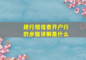 建行短信查开户行的步骤详解是什么