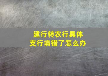 建行转农行具体支行填错了怎么办