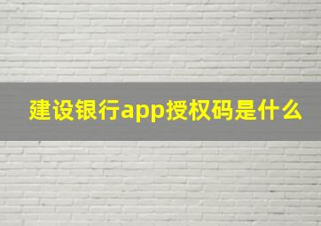 建设银行app授权码是什么