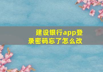 建设银行app登录密码忘了怎么改