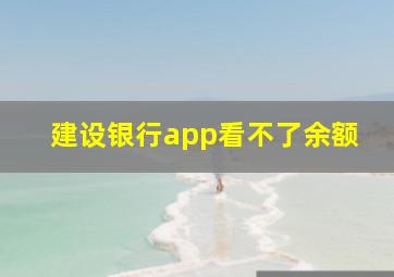 建设银行app看不了余额