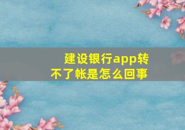 建设银行app转不了帐是怎么回事