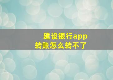 建设银行app转账怎么转不了