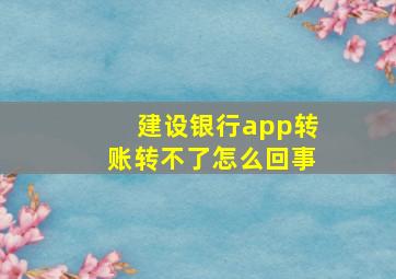 建设银行app转账转不了怎么回事