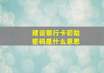 建设银行卡初始密码是什么意思