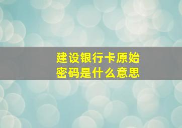 建设银行卡原始密码是什么意思