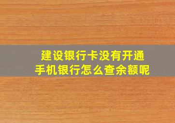 建设银行卡没有开通手机银行怎么查余额呢