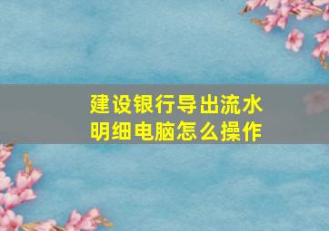 建设银行导出流水明细电脑怎么操作