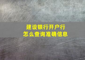 建设银行开户行怎么查询准确信息