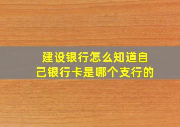 建设银行怎么知道自己银行卡是哪个支行的