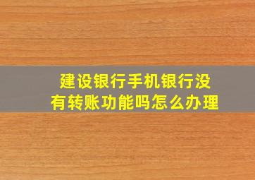 建设银行手机银行没有转账功能吗怎么办理