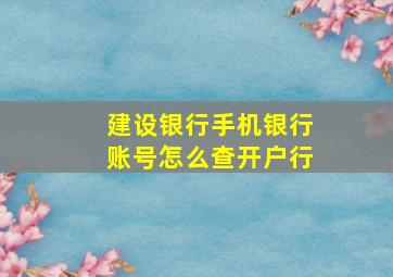 建设银行手机银行账号怎么查开户行