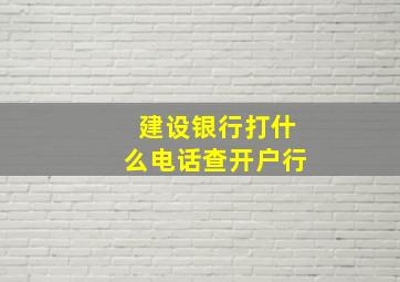 建设银行打什么电话查开户行