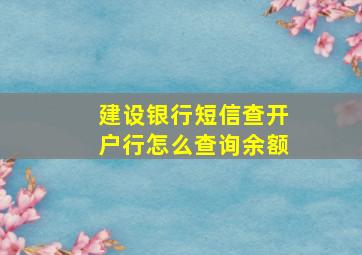 建设银行短信查开户行怎么查询余额