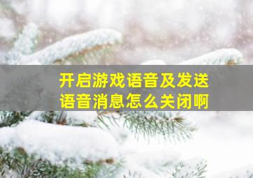 开启游戏语音及发送语音消息怎么关闭啊