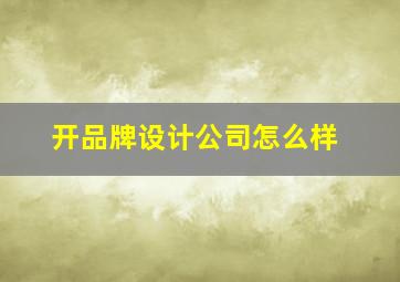 开品牌设计公司怎么样