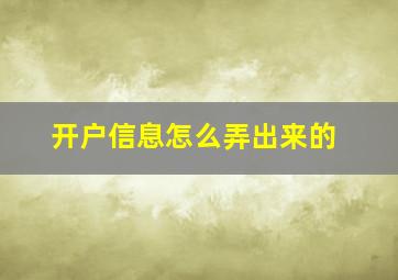 开户信息怎么弄出来的