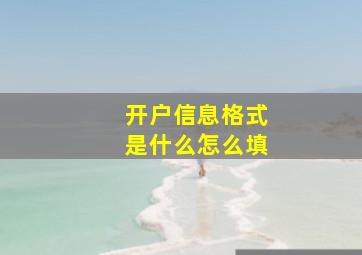 开户信息格式是什么怎么填