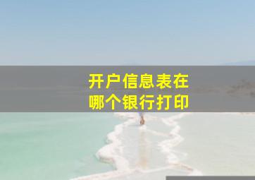 开户信息表在哪个银行打印