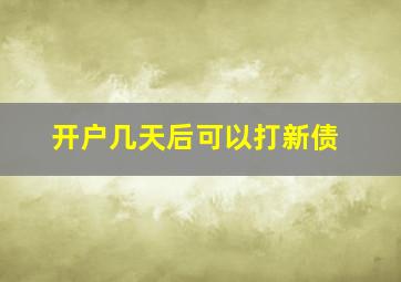 开户几天后可以打新债