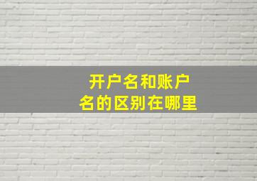 开户名和账户名的区别在哪里