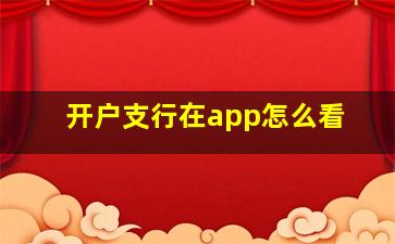 开户支行在app怎么看