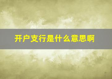 开户支行是什么意思啊