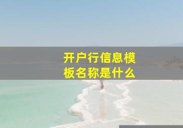 开户行信息模板名称是什么