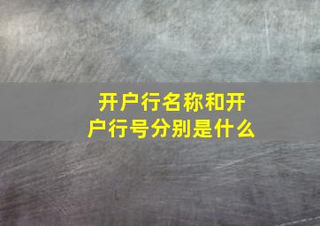 开户行名称和开户行号分别是什么